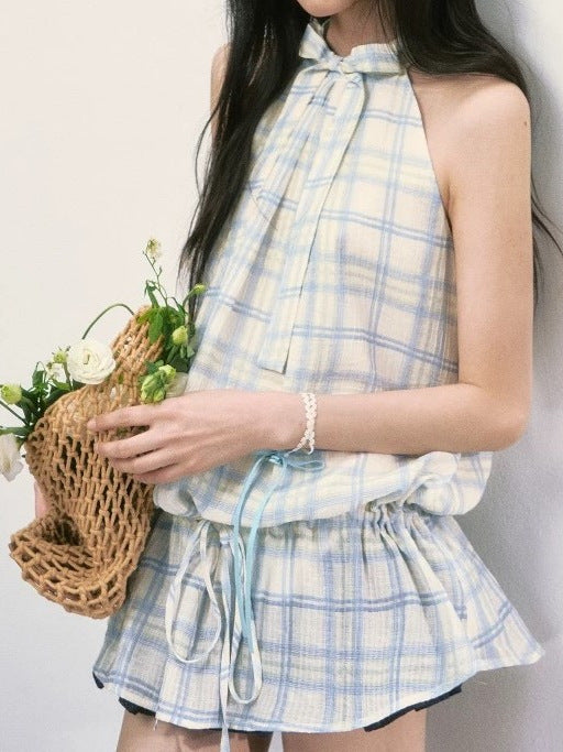 チェックミニワンピース👗