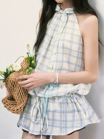 チェックミニワンピース👗