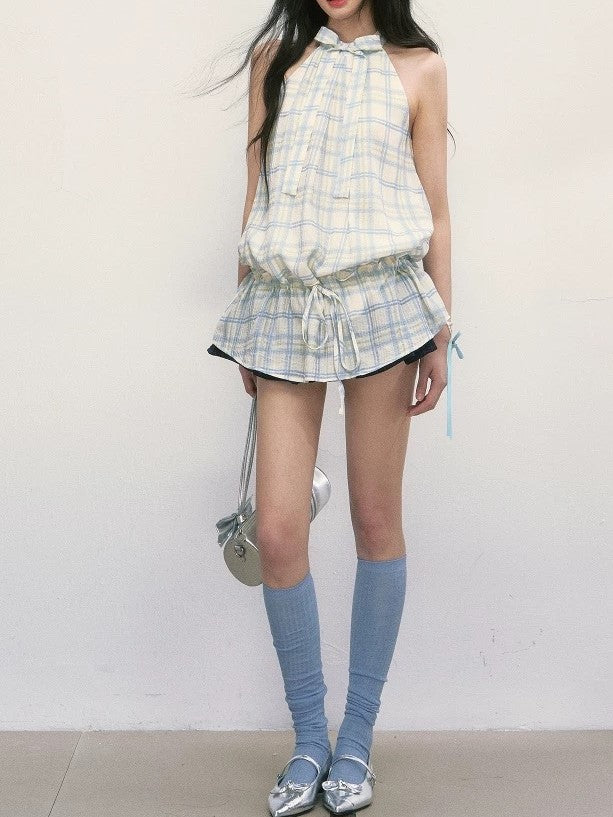 チェックミニワンピース👗