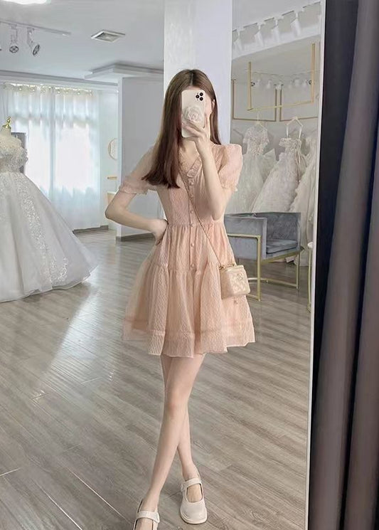 Vネックフレアワンピース👗