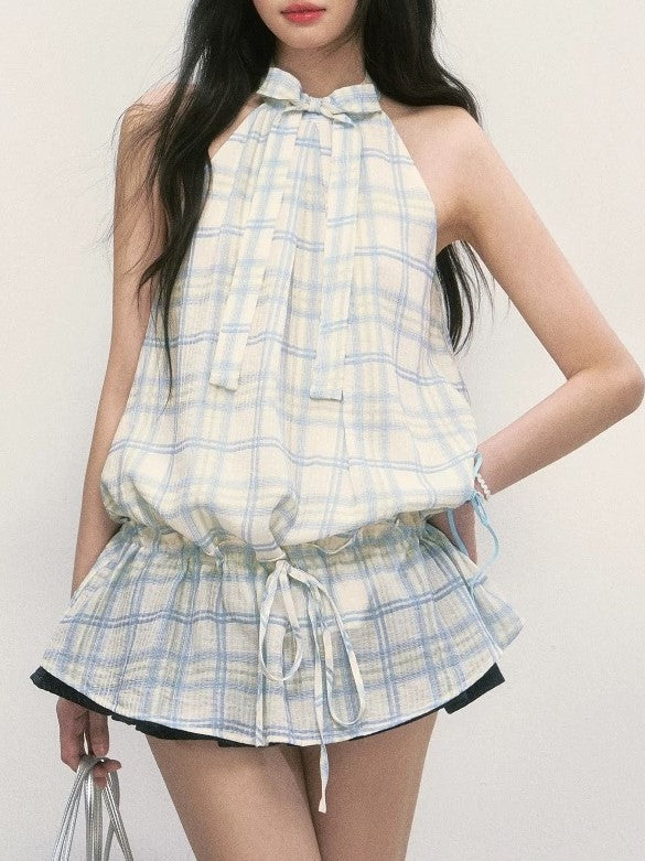 チェックミニワンピース👗
