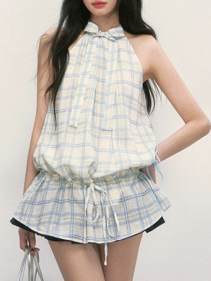 チェックミニワンピース👗