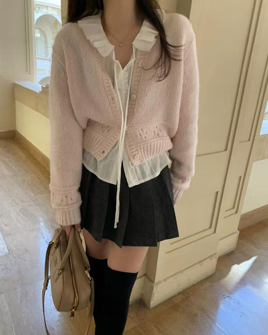 透かし編みニットカーディガン🧵